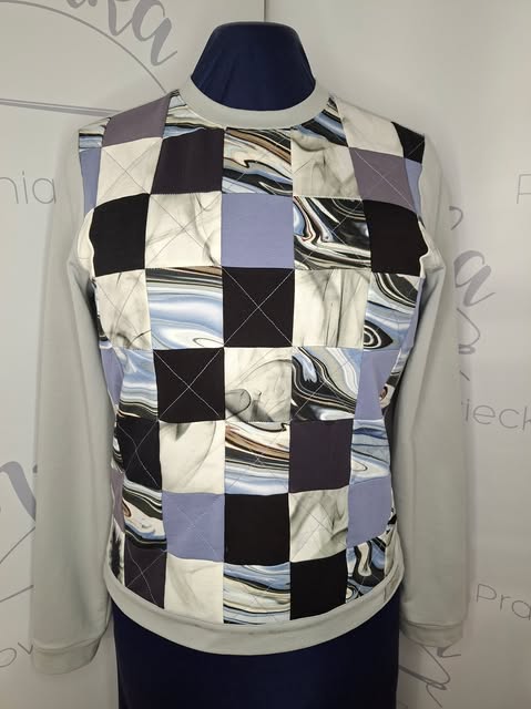 Bluza damska patchworkowa – MARMUROWA SZACHOWNICA
