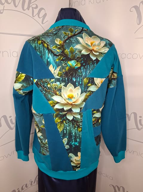Bluza dresowa damska patchwork – TURKUSOWA MAGNOLIA