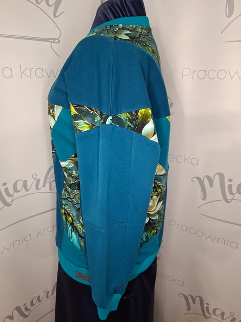 Bluza dresowa damska patchwork – TURKUSOWA MAGNOLIA
